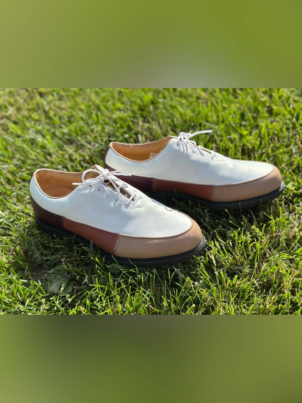 FootJoy Europa Aqualite Women's Two-Tone Golf Shoes - White, Brown & Tan